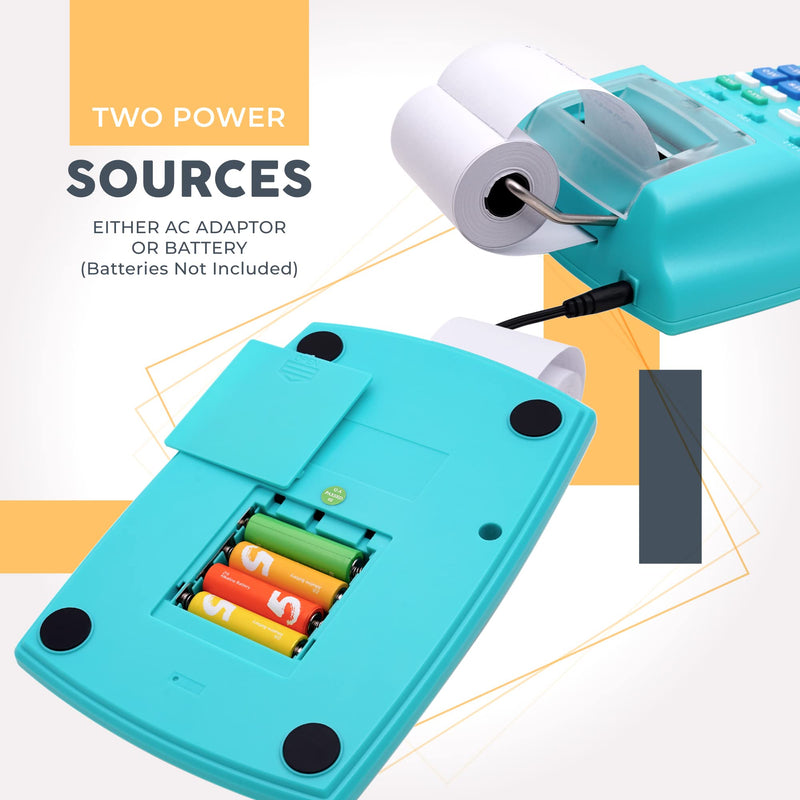 CATIGA Printing Calculator with Tape Print Out - 10 Key Adding Machine with Paper Roll, Desktop Electric Calculator for Accounting, Business, Finance, Home Office Use CP90A 5) Light Blue