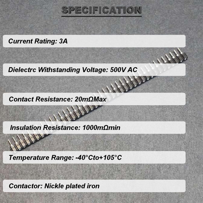 2.54mm pin Header Socket Round 0.1 inch 40Pin Female Socket Single Row Straight Female tinned Pin Header Strip Connector for DIY Circuit Making Welding,20 pcs