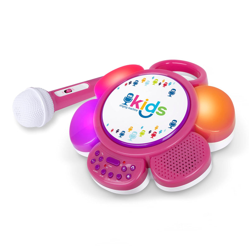 Singing Machine SMK963PP Kids Portable Sing Along Speaker with Pre-Recorded Songs and LED Lights, Pink/Purple