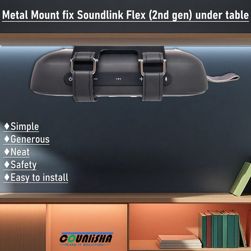 Metal Wall Mount for Bose SoundLink Flex Speaker (2nd Gen) ceiling Bracket | secure stable holder with adjustable straps for bose soundlink flex protable audio for Jet Ski/Snowmobile/Boat/PWC's,black
