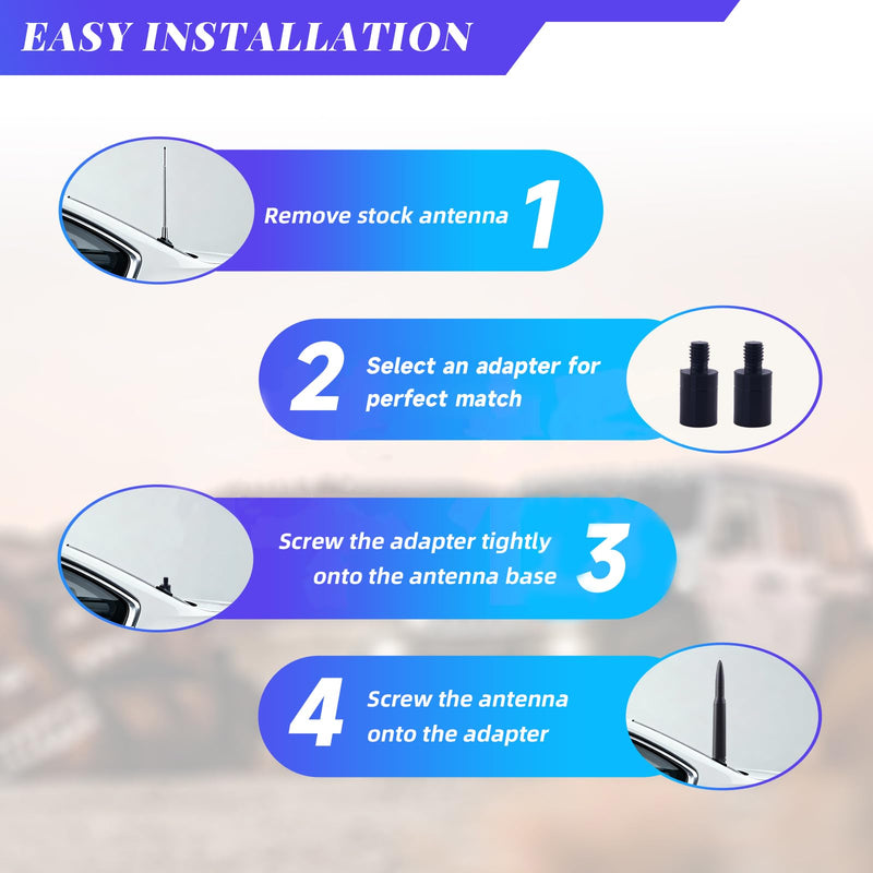 [AUSTRALIA] - 7.8in 50 Cal Bullet Antenna Black Antenna for Truck Car Antenna Replacement Truck Antenna Slverado 1500 Bullet Antenna Ford f150 f250 f350 GMC Sierra 1500 ram 1500 Jeep Dodge (Black) 7.8inch 