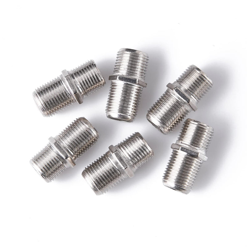 6 Pack Coaxial Cable Connector, RG6 Coax Cable Extender F-Type Silver Plated Adapter Female to Female for TV Cables, Satellite Receiver, VCR and Cable Modem 6