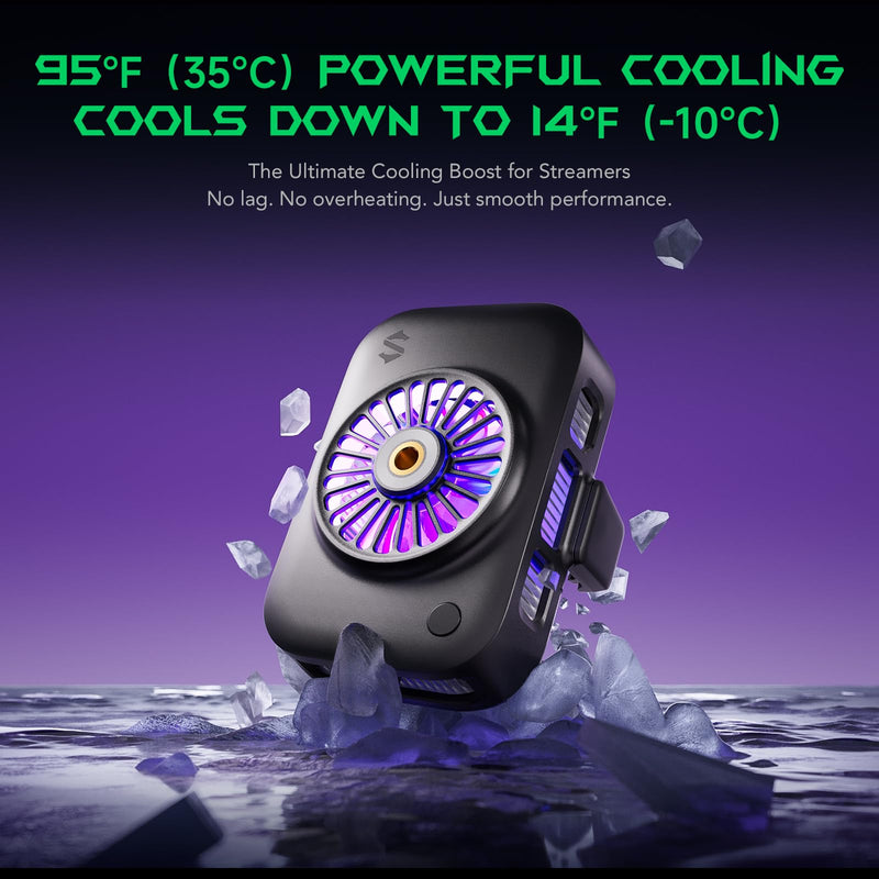 Black Shark Live Streaming Cooler – Portable Clip-On Phone Cooler with RGB Lights for Gaming, Streaming, Video Recording & Photography, Low-Noise Portable Design for Quiet, Lightweight, Easy Carry Use