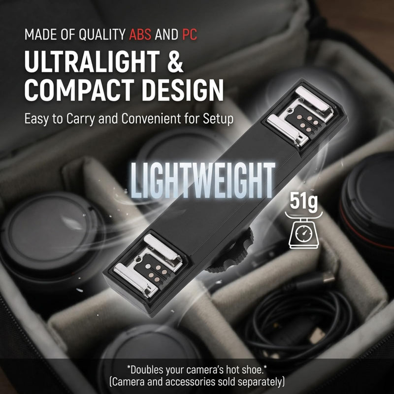 [AUSTRALIA] - Dual Hot Shoe Splitter Camera Shoe Mounts, Dual Hot Shoe Flash Speedlite Light Bracket for SLR Camera Camcorder, Extension Bar Mount Cold Shoe Extension Bracket (for Canon) For Canon 