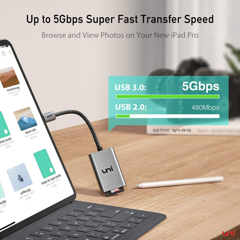 SD Card Reader, uni Sturdy USB C to Micro SD Memory Card Reader Adapter ( 2TB Capacity, 5Gbps Transfer) Thunderbolt 3 Compatible with Android Galaxy S20, MacBook Pro/MacBook Air and More