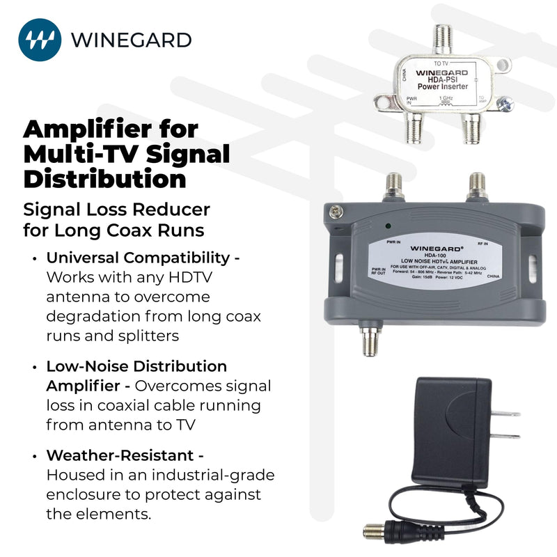 Winegard HDA-100 Distribution Amplifier 5-1000 Mhz 15dB, One Size