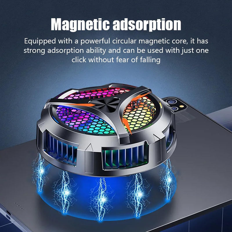iPad Cooler Magnetic Tablet Fan Cooler with LED Display for MacBook/Surface pro/Samsung Tab/Steam Deck,Universal Semiconductor Radiator for Desk Work, Gaming, Streaming Live, Watch Movie, Black