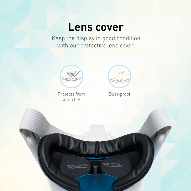 VR Cover Fitness Facial Interface Bracket, Foam Replacement, XL Glasses Spacer, and Lens Protector Cover for Oculus/Meta Quest 2 (Dark Blue & Black + XL Spacer) Dark Blue & Black + XL Spacer