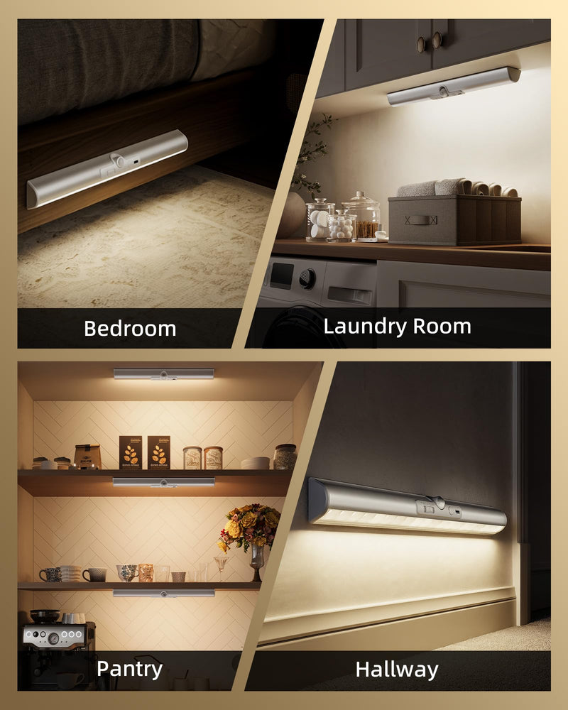 [AUSTRALIA] - EZVALO 13-inch Motion Sensor Closet Light with Eye-Protection Design, 1800mAh Rechargeable Under Cabinet Lighting, 3 Color Temps Night Light for Pantry, Closet - 3 Pack 13inch 