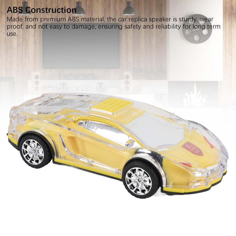 Retro Car Bluetooth Speaker with LED Lights, 52MMx2 Stereo Sound, USB C Charging, Replica Design, and Real Moving Wheels, Ideal Gift for Car Lovers, Yellow
