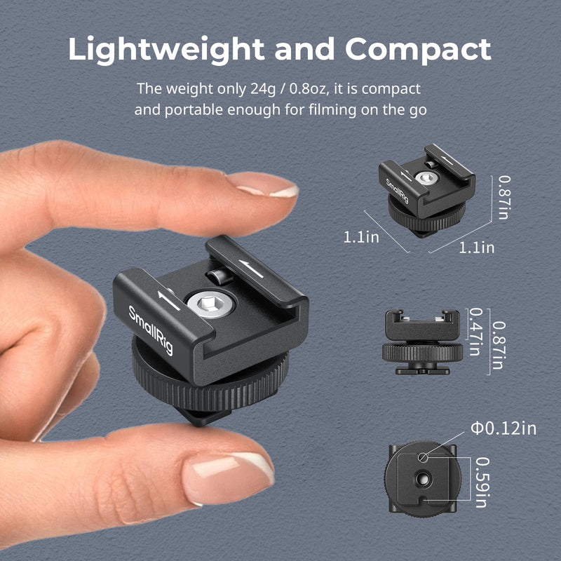 [AUSTRALIA] - SmallRig Cold Shoe Mount Adapter for Wireless Microphone, for DJI Mic / Mic 2, for RODE Wireless Go II, for Saramonic BLink 900 B, for Hollyland C1, with 1/4"-20 Threaded Hole, Anti Drop Design - 4822 