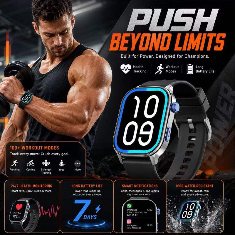 LC212 AI Smartwatch with App Downloads, 32GB Storage, Custom Watch Faces, Voice Assistant, Music & Video Support, 2.04" Full Display, Health Tracking & 100+ Sports Modes BLACK