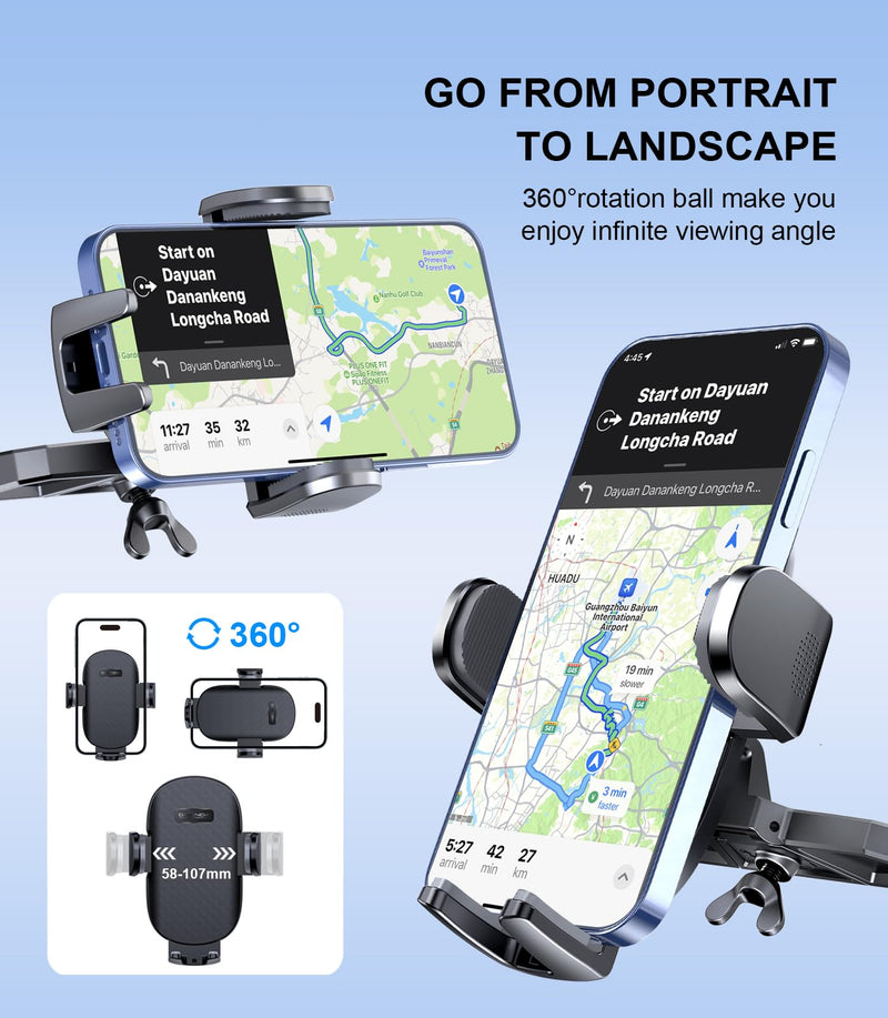 CD Phone Holder for Car, Stable CD Slot Mount for Thick Cases, 360° Viewing | Fits most 4–7-inch smartphones and GPS devices, including iPhone, Samsung Galaxy, Google Pixel, Motorola, Huawei, LG and more Black
