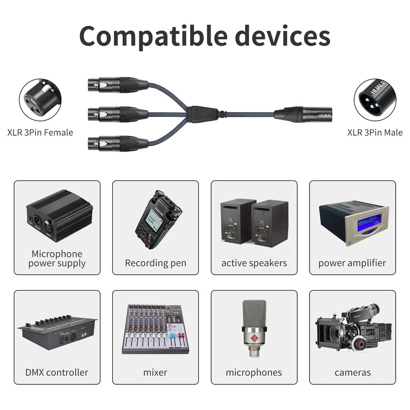 5FT 3Pin XLR 1 Male to 3 Female Y Splitter Cable,3 Way XLR Splitter Balance 1 Male to 3 Female Audio Cable for Mixer, Microphone,3 Microphones are Connected to one Input 5Feet XLR 1 M To 3 F