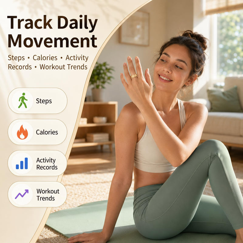 Smart Ring for Women Men Fitness Ring with Sleep Tracking Heart Rate Trends | Step Counter 5ATM Waterproof Activity Tracker Ring 5-7 Days Battery for Android iOS Silvery 11#