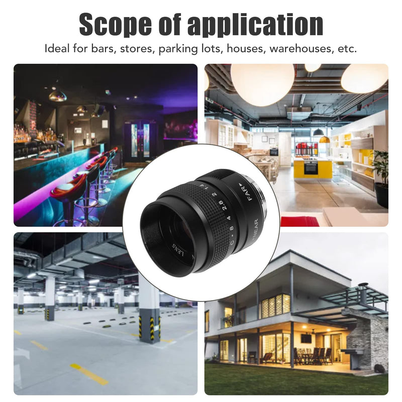 Pomya 25mm F1.4 Large Aperture Manual Focus, CCTV Lens, Prime MFT Lens for M43,Support Bar Shop Parking House Warehouse (Black) 25mm F1.4 Black