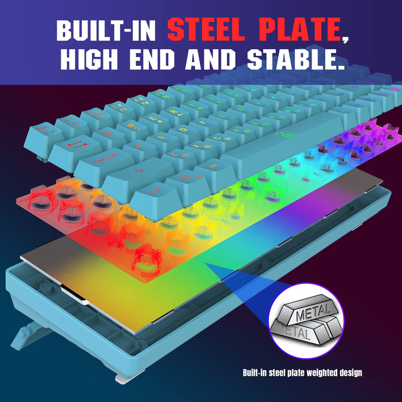 Snpurdiri 60% Membrane Gaming Keyboard,RGB Compact Wired Small Keyboard, Strong Mechanical Feel for PC/Mac Gamer, Typist, Travel, Easy to Carry on Business Trip(68 Keys,Blue) Blue