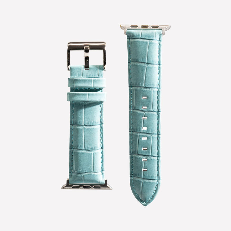 ZTAR Watch Strap Band for Apple Watch Ultra iWatch 2/1 Series 9/8/7/6/5/4/3/2/1/SE 49MM/45MM/44MM/42MM Premium Alligator Calf Leather Strap Wristbands Replacement Men Women - CROC TOUCH BLUE