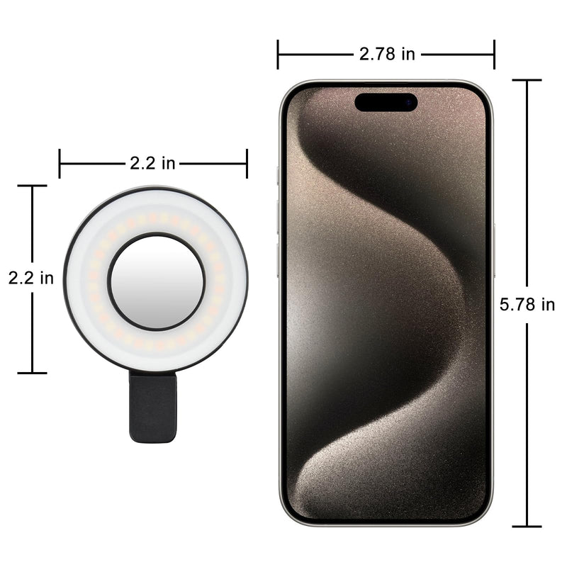 UTEBIT Magnetic Selfie Phone Light with Clip Mirror Rechargeable LED Selfie Ring Light Compatible for Iphone Magsafe Video Recording/Pictures/TikTok/Zoom Calls/Make Up