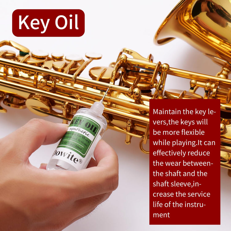 [AUSTRALIA] - Saxophone Cleaning Care Kit: Mouthpiece&Dust Brush, Cleaning Cloth,Swabs,Necking Swab,Finger Rest,Cork Grease, Key Oil,Mouthpiece Pad – Sax Cleaning Kit for Professional players, Students 