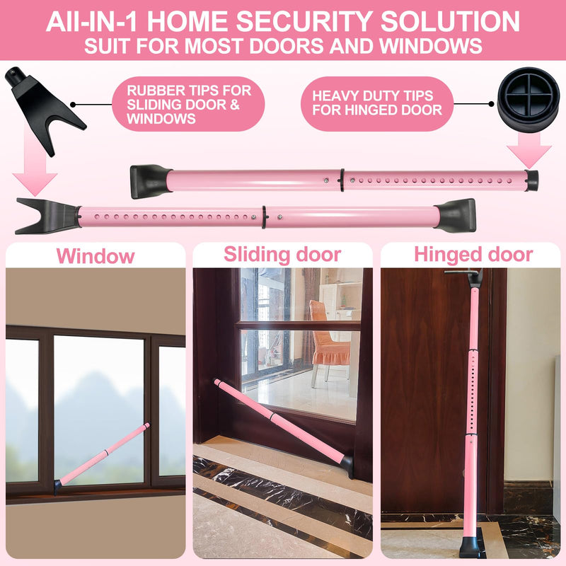 Personal Safety Alarm for Women & 2 Pack Pink Door Security Bar