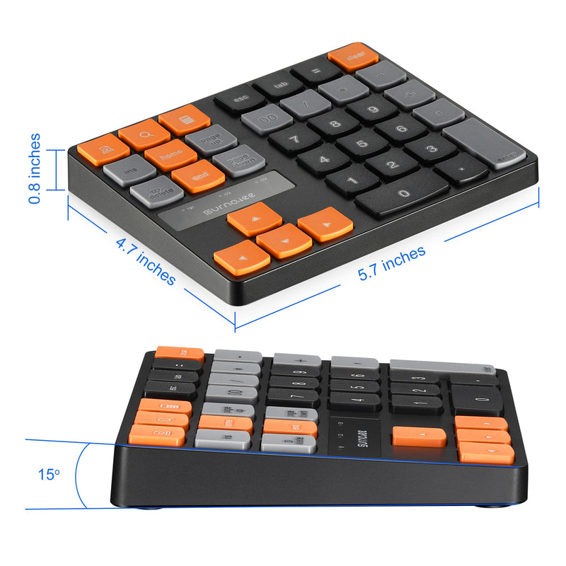 SurnQiee Bluetooth Numeric Keypad, Wireless Number Pad 35-Keys Financial Accounting Rechargeable Number Keyboard for Laptop Desktop, PC, Notebook 35 keys - Bluetooth
