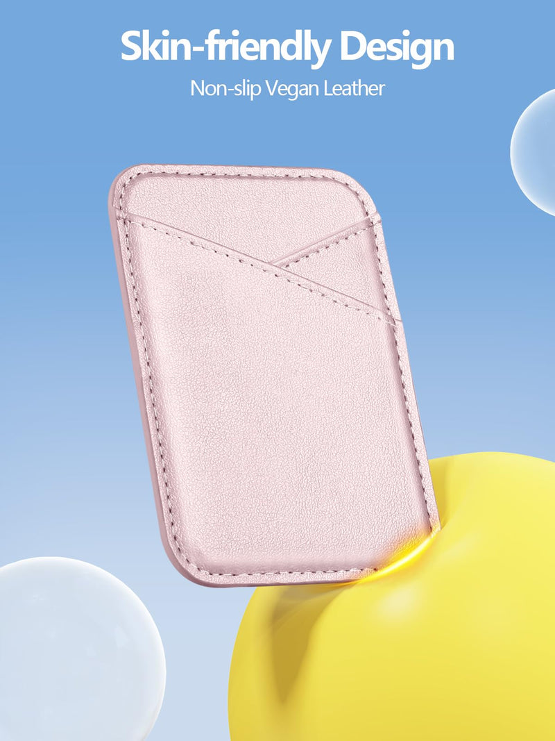[AUSTRALIA] - Miroddi for MagSafe Wallet, Magnetic Wallet Card Holder for iPhone 15/14/13/12 Series, 0.12" Invisible Ultra-Thin Magnetic Phone Wallet, 2 Independent Card Slot, Vegan Leather, Pink 
