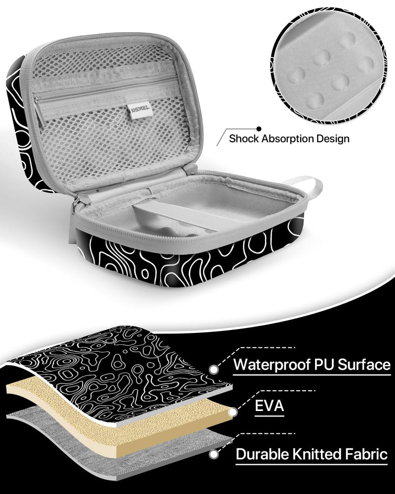 [AUSTRALIA] - Label Maker Case for Label Maker Machine, EVA Travel Case with Designed Pattern, Compatible with D30, P21, E10, D110 Label Maker (Box Only), Black Wave 