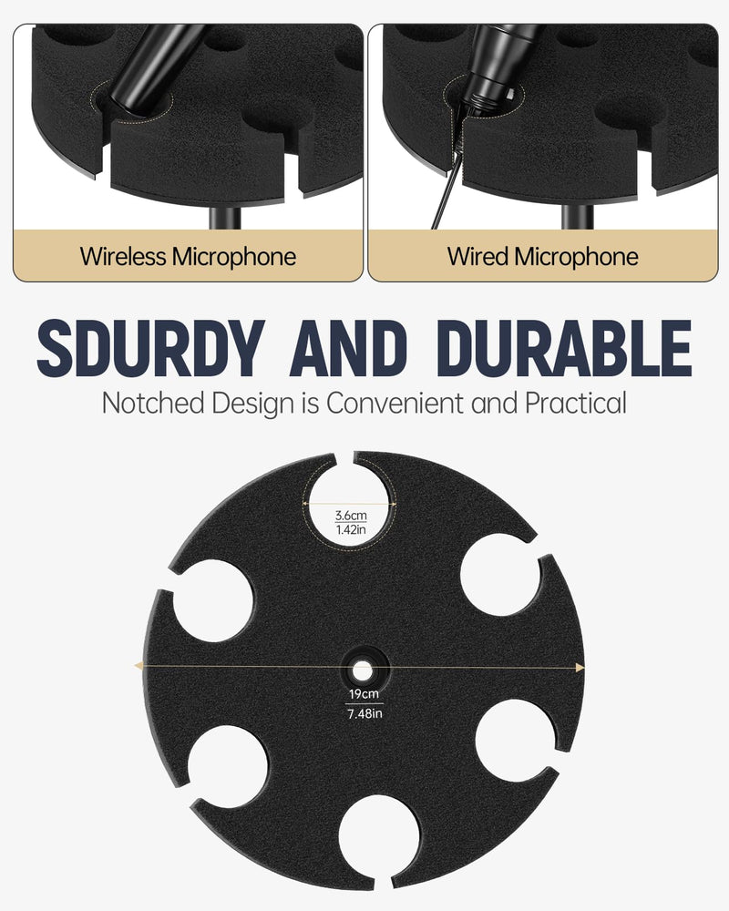 Multi Microphone Holder【Aluminum/Upgraded】Multi Mic Holder Up to 6 Mics, Wired and Wireless mic Holder for Stand, Multiple Microphone Holder for storage Organizer & Display, w/ 3/8"-16 Threaded