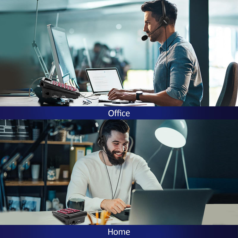[AUSTRALIA] - AGPtEK UPGRADED Call Center Phone, Corded Telephone with Binaural Headset & Dialpad for House Call Center Office - Noise Cancellation 