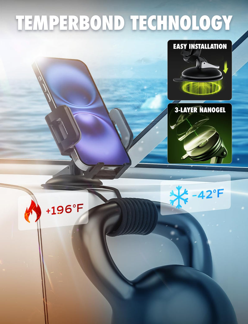 Griplox Waterproof Phone Mount, Boats Phone Holder for Kayak | Waterproof boat phone mount, Temporbond suction, fits devices up to 6.75x3.5", portable floating/marine case, secure