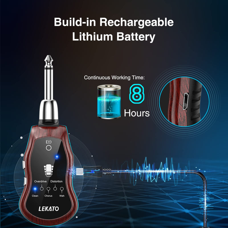 [AUSTRALIA] - LEKATO Guitar Headphone Amp,Micro Electric Guitar Headphone Amp for Electric Guitar&Bass Rechargeable Bass Headphone Amplifier for Practice with 5 Effects(Clean Chorus Overdrive Distortion and Wah) 
