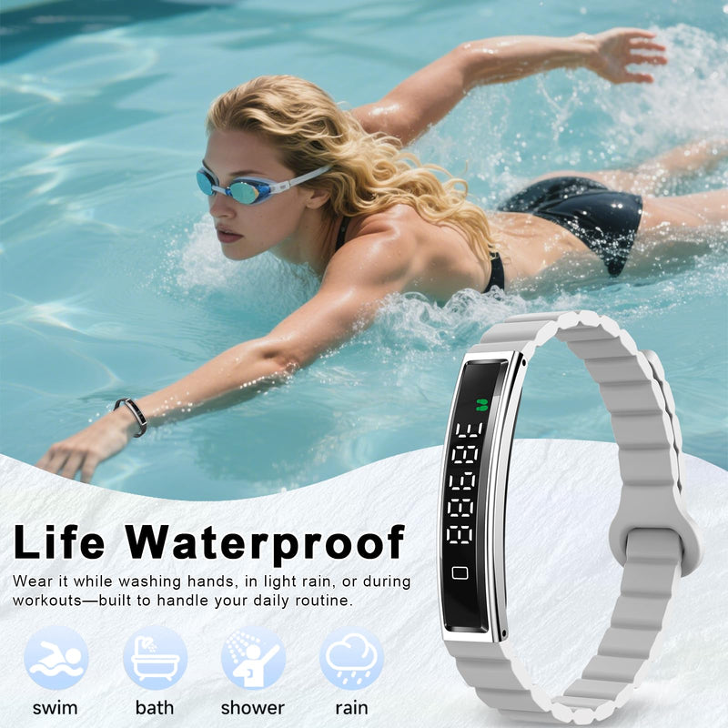 Efolen Smart Bracelet for Women,Ultralight Fitness Tracker Smart Wristband with Heart Rate/Blood Oxygen/Sleep Monitor/Pedometer,Slim Smartwatch for Android iPhone,Activity Tracker,2 Band,Silver Silver