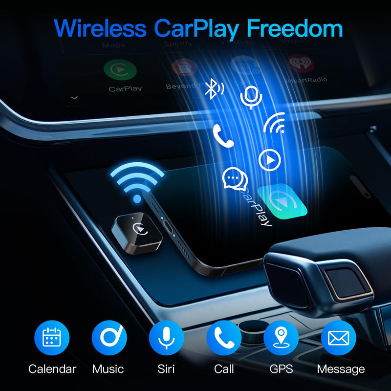 (2026 Upgraded) 2 in 1 Wireless CarPlay Adapter for Apple iPhone＆Android | Small Size,Plug and PlayFast Use Supports 1000+ Cars Wireless Adapter for CarPlay＆Android-No Latency to Screen(Silver) Silver