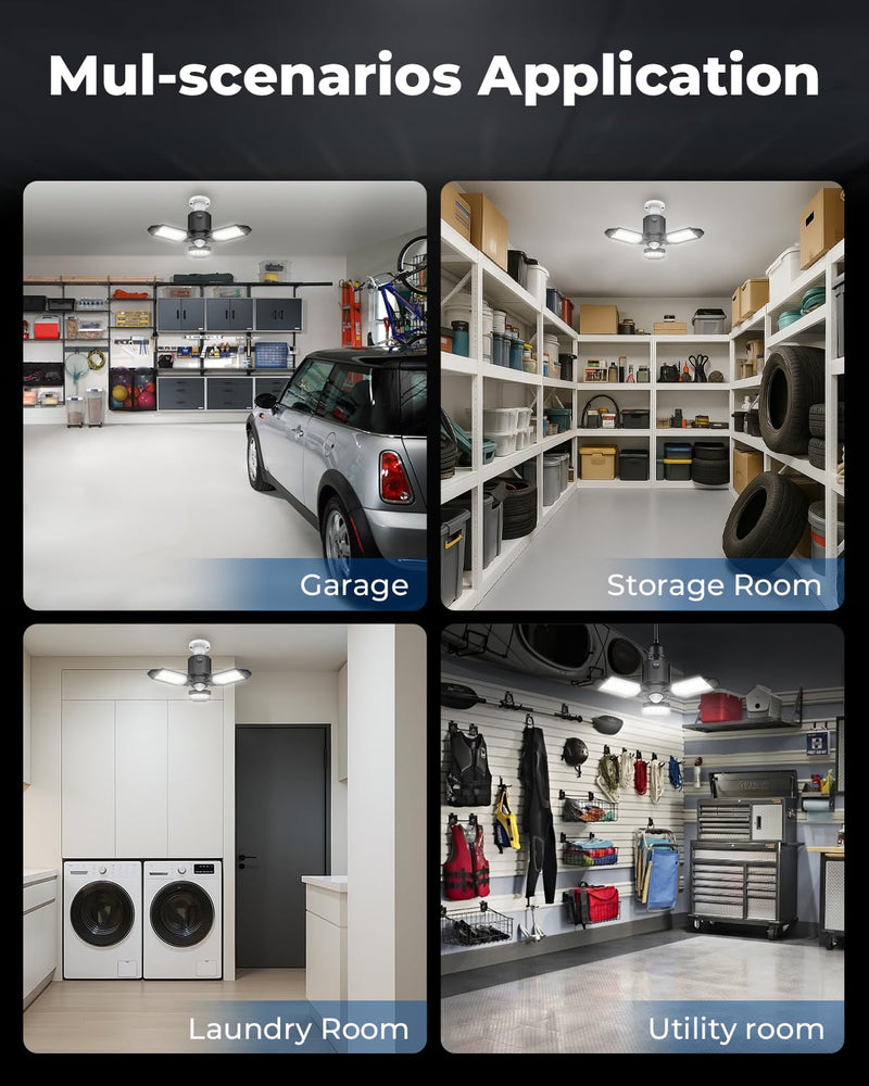 [AUSTRALIA] - toberich 2 Pack Motion Sensor Garage Lights, 8000LM Garage Lights Motion Activated, 6500K Indoor Motion Sensor LED Light Bulb for Garage, Utility Room, Laundry Room, Basement 