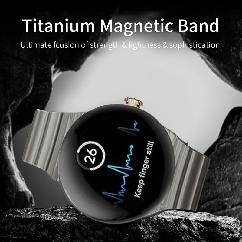 Titanium Magnetic Band for Google Pixel Watch 5/4/3 45mm Men | Metal Band for Pixel Watch 45mm | No Tool Needed Adjustment,40% Lightweight,Durable,Skin-Friendly,Fit wrist 6"-9",for Men black
