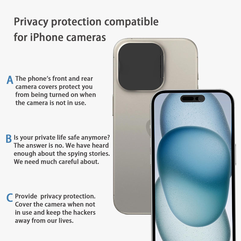 Privacy Cover Compatible for 15 Pro/iPhone 15 Pro Max with Front Camera Cover,Protect Privacy and Security But Not Affect Facial Recognition（2Pack）