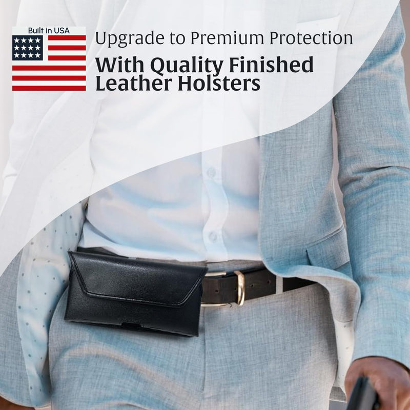 Turtleback Leather Phone Holster for Galaxy S26 Ultra, S25 Ultra, S24 Ultra, to S20 Ultra - Small - Premium Phone Clip with Heavy-Duty Belt Clip – Belt Holder Fits with Slim Cases Horizontal - Leather w/ HD Clip