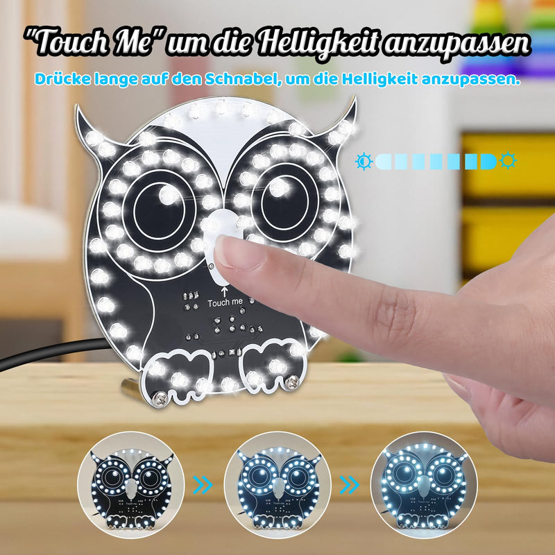 [AUSTRALIA] - DONGKER Soldering Kit, Owl Shape LED Light Soldering Exercise Kit, DIY Electronic Kits for Beginners, Teaching and Learning Training, DIY Soldering Project LED Lamps Kit with Touch Control, for STEM 