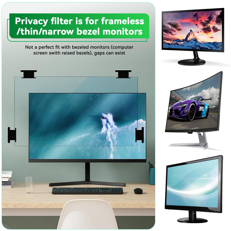 [2 Pack] Magnetic 23.8 in Computer Anti Blue Light Screen Protector for16:9 Aspect Ratio Widescreen Monitor, Hanging Eye Protection Anti-Glare Light Screen Protector, Removable 23.8in Protective Film 23。8 inch