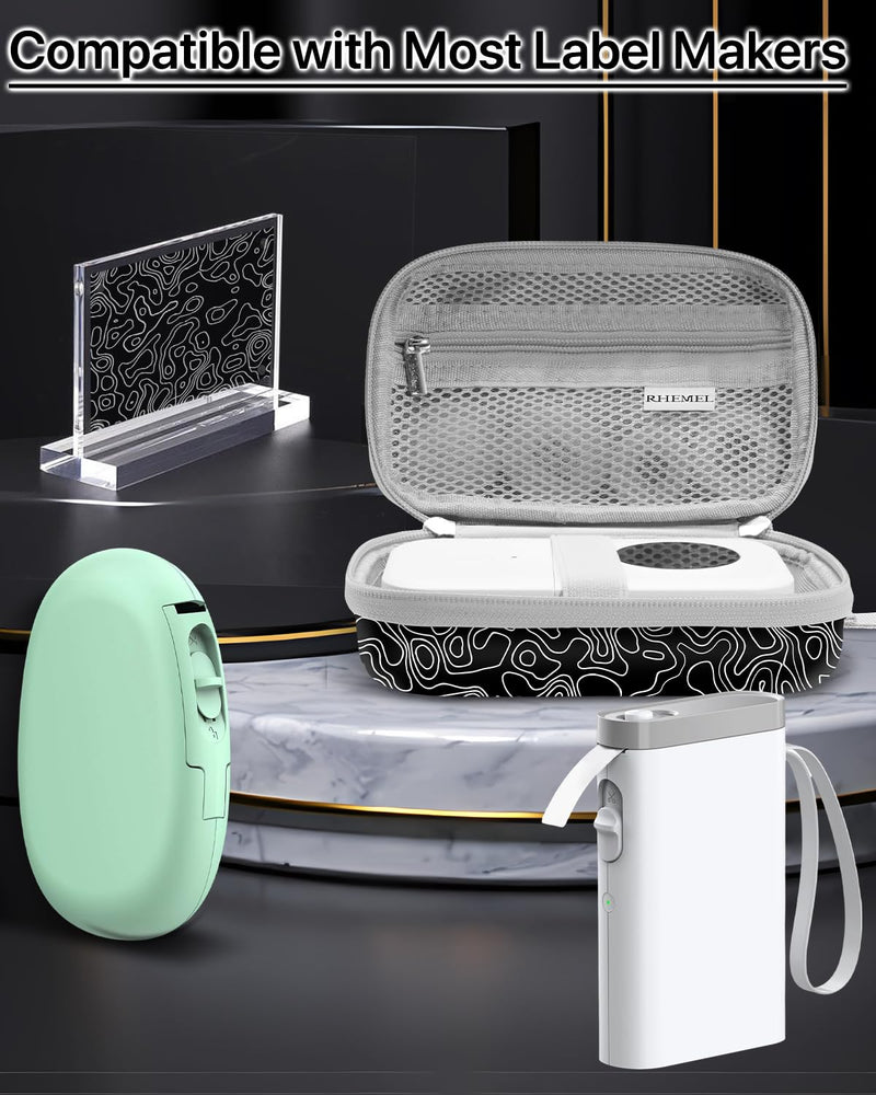 [AUSTRALIA] - Label Maker Case for Label Maker Machine, EVA Travel Case with Designed Pattern, Compatible with D30, P21, E10, D110 Label Maker (Box Only), Black Wave 
