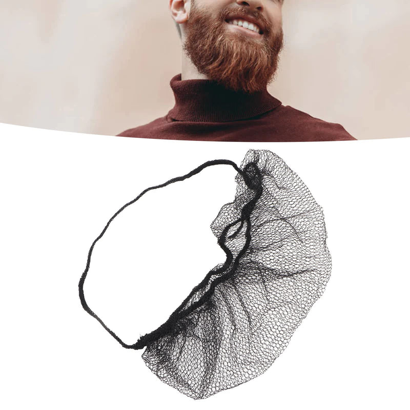 YUYTE Beard Protection Nets, Pack of 100 Nylon Beard Nets, Beard Protection, Disposable Nylon, Elastic, Breathable, Latex-Free, Beard Protection Nets (Black) Black