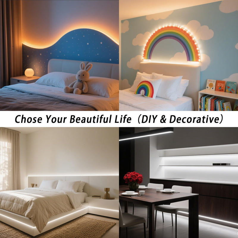 [AUSTRALIA] - 16.4ft Dimmable White LED Strip Light Kit, Dimmable 3000K-6500K, 24V Strip Lights with Remote Control, Flexible LED Strip Light, Eye Protection for Bedroom, Home Lighting, Mirror, Kitchen, Bar Cabinet Multicolor 16.4FT 