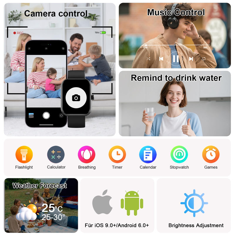 Smart Watch for Women Men, Alexa Built-in, Smartwatch for iPhone & Android Bluetooth Call, 1.91" HD Fitness Tracker with Heart Rate/SpO2/Sleep Monitor, IP68 Waterproof, Fitness Watch 100+ Sports Modes