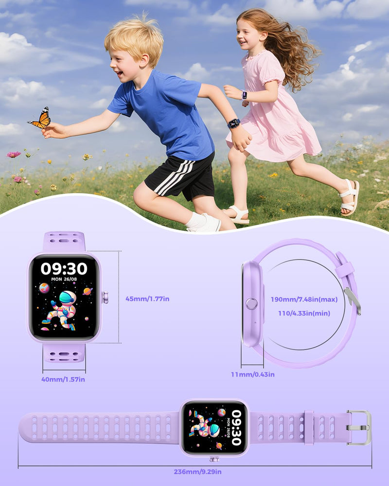 ENOMIR [2026 New Smart Watch for Kids - No APP No Phone Needed, 1.83" Fitness Tracker Watch for Kids with Sleep Monitor, Heart Rate, Step Counter, IP68 Waterproof (Purple, 1.83Inches)