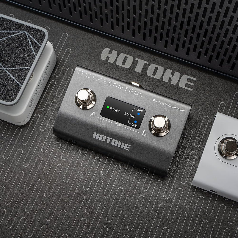 HOTONE Wireless MIDI Controller with Programmable Footswitches, Mobile App Ultra-Compact 12-Hour Battery Pulze Control EC-2(included 2 PCS Additional Footswitch Toppers)