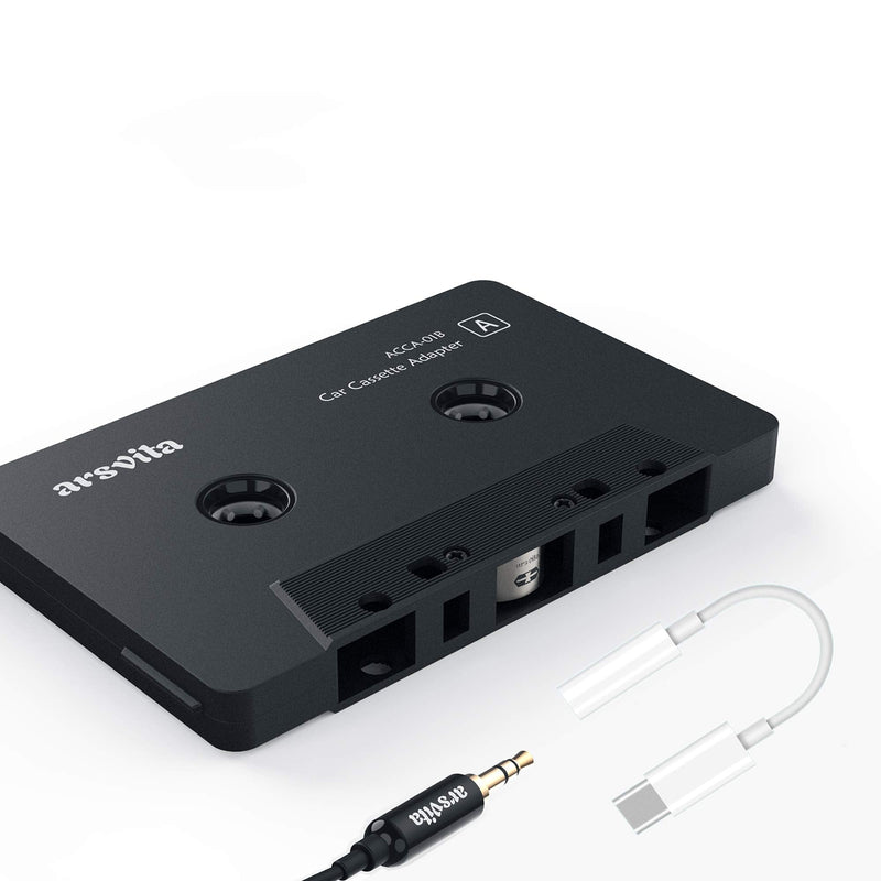Car Audio aux Cassette Adapter and a Type C to 3.5mm Audio Aux Jack Adapter,Compatible for Google, Samsung, Xiaomi, Huawei All Type C Port Devices.
