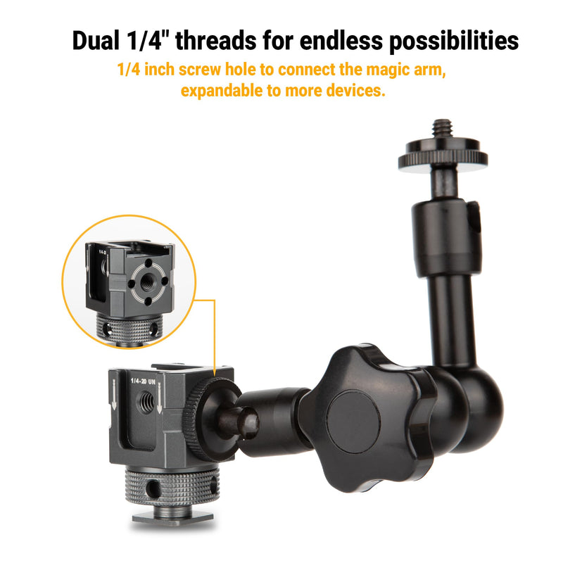 [AUSTRALIA] - Aluminum Camera Shoe Mount - Ultralight Cold Shoe Adapter with Multi 1/4" Threads, 60g Quick-Release Plate for DSLR/Mirrorless/Outdoor Photography 