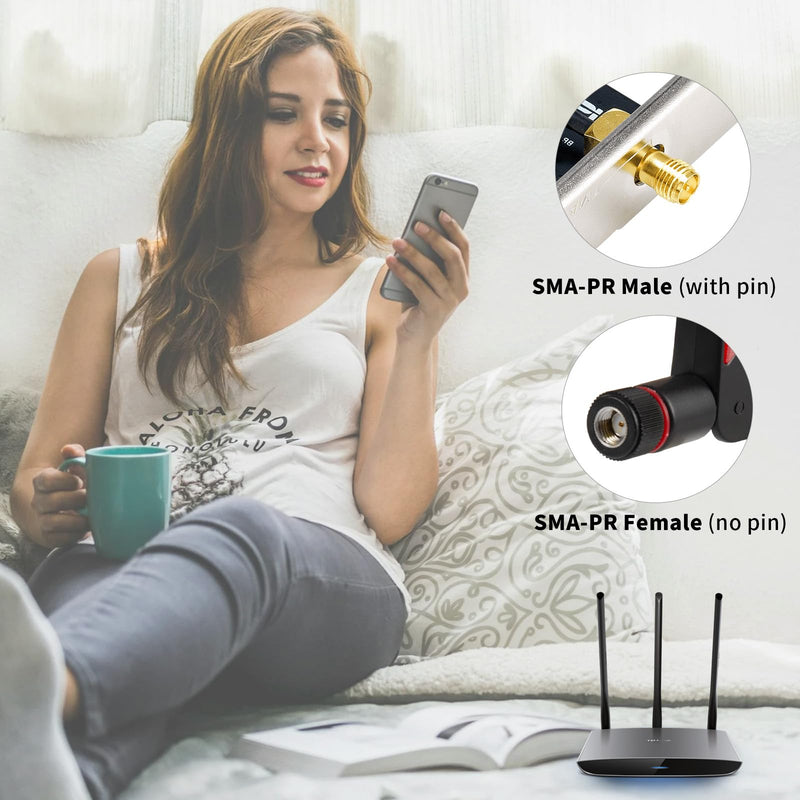 WiFi 7 Antenna Omnidirectional RP-SMA Male Antenna Compatible with PC Desktop Computer Gaming Motherboard WiFi 7 Router, 2-Pack
