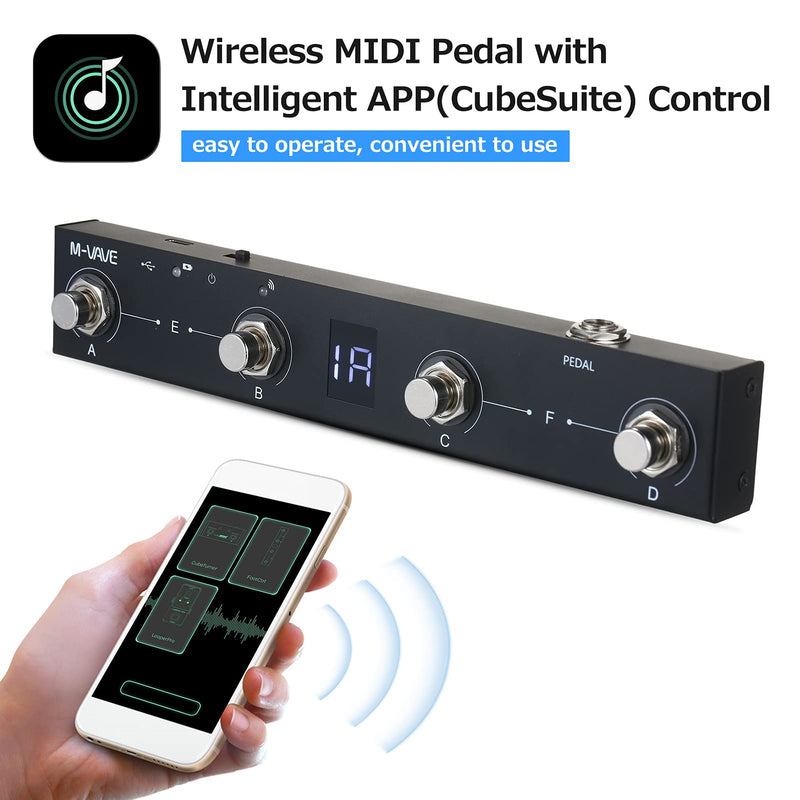 BT MIDI Foot Controller Wireless MIDI Controller Rechargeable 4 Buttons Pedal APP Control Chocolate Rechargeable Midi Controller